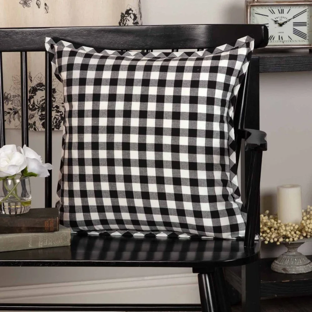 Check Modern Farmhouse Black Pillow Cover ONLY 20Lx20W